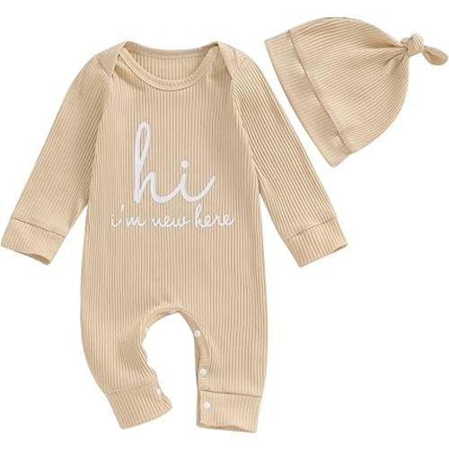 MERSARIPHY Newborn Baby Boy Girl Clothes Hi I'm New Here Coming Home From Hospital Outfits Gender Neutral One Piece Romper