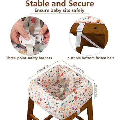 High Chair Cover for Baby Restaurant: Sprouterie Baby High Chair Covers for Restaurant Highchair with Safety Harness Stain and Slip Resistant Waterproof Portable for Outdoor Indoor Eating Unicorn
