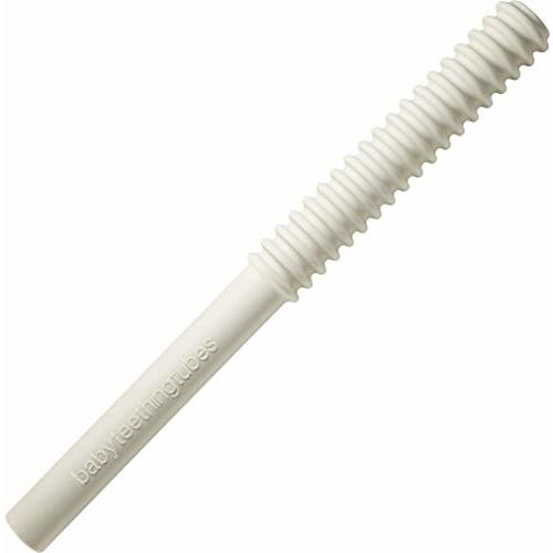 Baby Teething Tubes - Made in The USA Baby Teething Toys - Soft & Durable Infant Toys and Toddler Silicone Teether - 7 Inches, Ivory - Baby Must Haves for Teething Relief - Food Safe & Easy to Clean