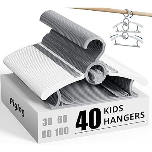 Baby Hangers, 40PCS Adjustable Infant Clothes Hanger Set - Expandable Stackable Design, 11-14 Inch Non-Slip Grey Hangers for Nursery & Kids Wardrobe Organization, Toddler Garment Holders