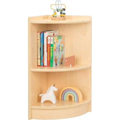 Wood Corner Cabinet, 2-Tier Toy Organizers and Storage, Montessori Shelf for Kids Room, Playroom, Nursery, Classroom, Kindergarten