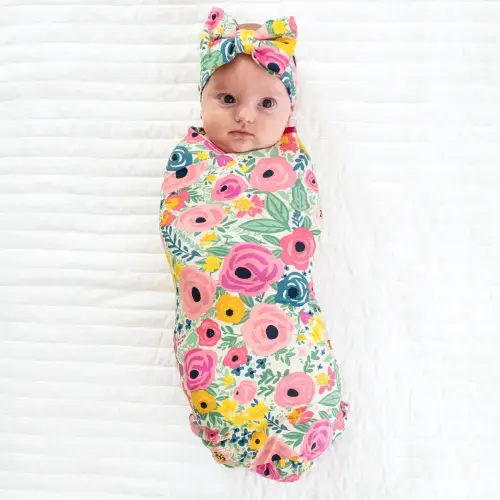 Secret Garden Swaddle & Luxe Bow Headband Set - Little Sleepies