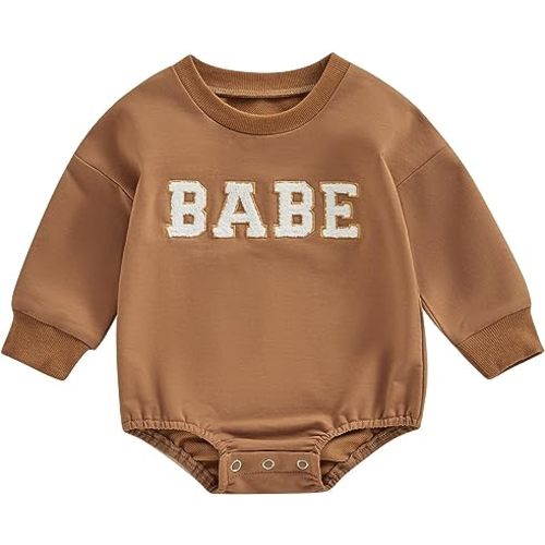 Douhoow Cute Baby Sweatshirt Romper Waffle Knit Baby Clothes Infant Girl Boy Fall Winter Outfits