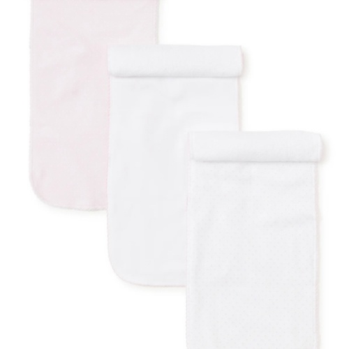 Pink Dot 3 Pack Burp Set w/ Tulle Bag