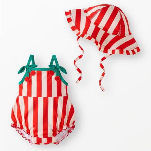Baby One-Piece Cherry Swimsuit & Swim Hat Set