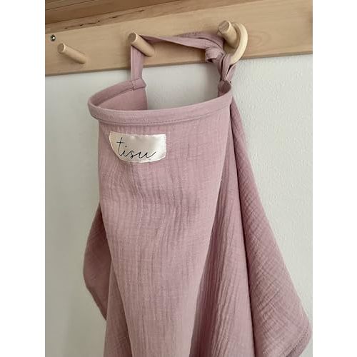 Nursing Cover for Baby Breastfeeding & Pumping | Multi Use Car Seat Stroller Cover | Breathable Soft Muslin Cotton | Breast Feeding Apron & Shawl by TISU (Blush)
