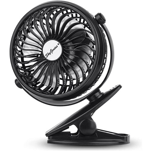SkyGenius USB Operated Clip on Mini Desk Fan, Black