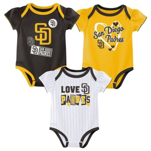 Mlb San Diego Padres Infant Girls' 3pk White Bodysuit - 3-6m
