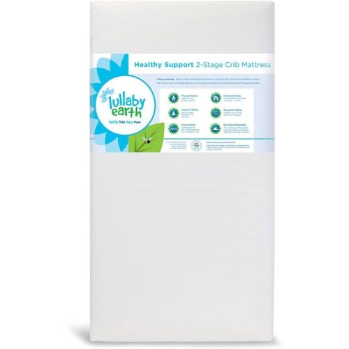 Lullaby Earth Healthy Support Baby Crib Mattress - 2-Stage Lightweight Infant & Toddler Mattress - Waterproof Baby Bed Mattress for Crib - Non-Toxic Mattress for Baby and Toddler Bed