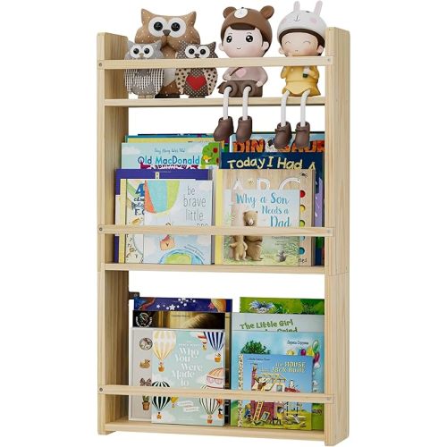 Kids Bookshelf, Wall Mount 3-Tier Floating Book Shelves for Wall, 16.5 inch Wall Bookshelf Organizer for Toys and Books, in Bedroom, Living Room and Nursery.