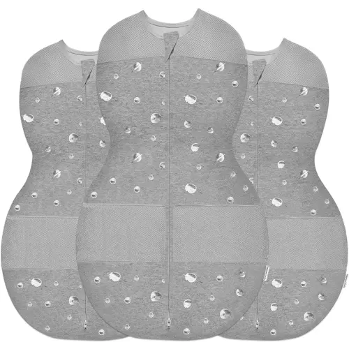 Happiest Baby Sleepea 5-Second Swaddle - 100% Organic Cotton Baby Swaddle Blanket - Doctor Designed Promotes Healthy Hip Development - 3-Pack Bundle (Graphite Planets, S, M, L)