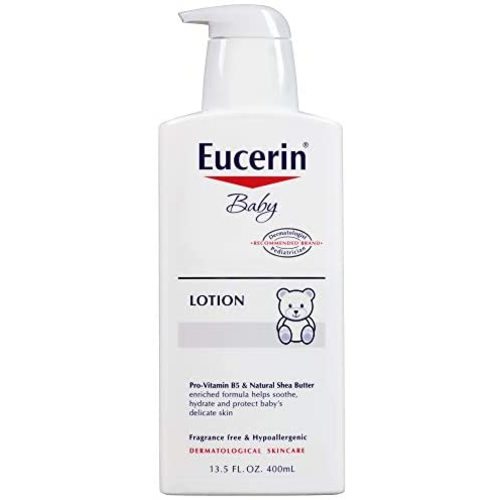 Eucerin Baby Body Lotion - Hypoallergenic & Fragrance Free, Safe for Everyday Use on Sensitive Skin - White 13.5 fl. oz. Pump Bottle