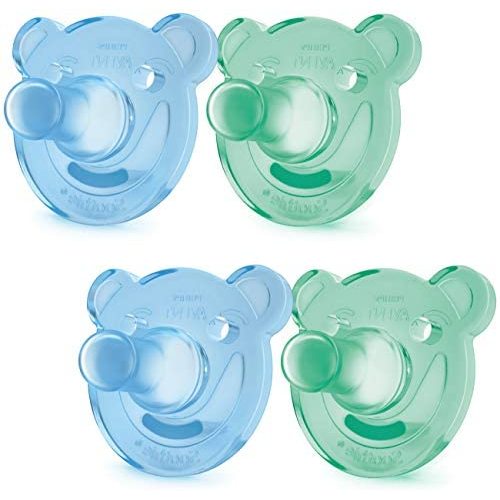 Philips AVENT Soothie Shapes Pacifier, Green/Blue, 0-3 Months, Pack of 4, SCF194/41
