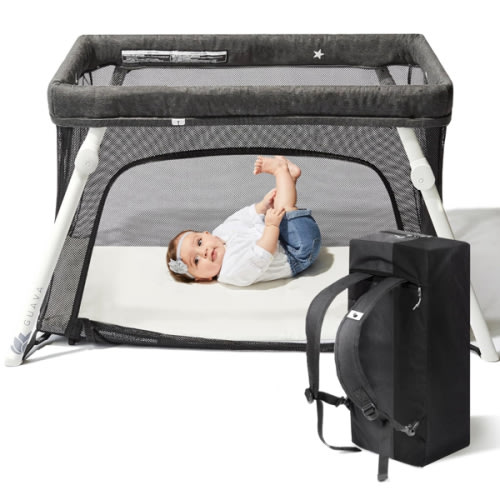 Guava Lotus Travel Crib with Lightweight Backpack Design | Certified Baby Safe Portable Crib | Folding Play Yard with Comfy Mattress for Babies & Toddlers | Compact Baby Travel Bed