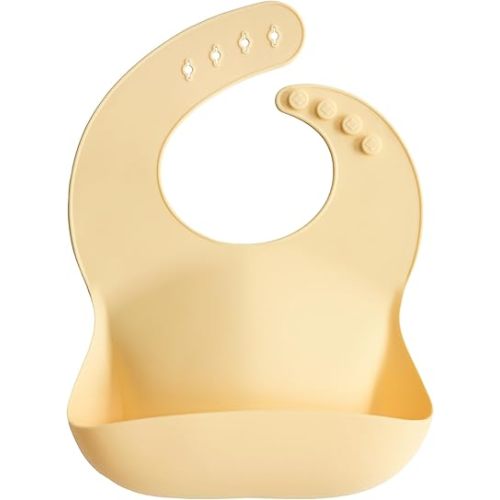mushie Silicone Baby Bib | Adjustable Fit Waterproof Bibs (Sunshine)