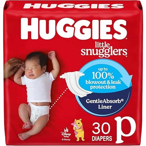 Huggies Preemie Diapers, Little Snugglers Baby Diapers, Size Preemie (up to 6 lbs), 30 Count