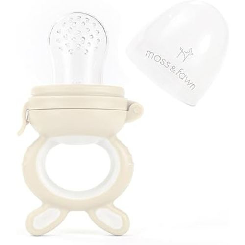 Forage Feeder, Soothing Silicone Frozen Baby Food Teething Toy, Pacifier Fruit Feeder and Teether, BPA, PVC and Phthalate Free - Ecru
