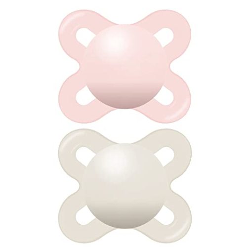 MAM Original Start Matte Newborn Baby Pacifier, Best Pacifier for Breastfed Babies, Sterilizer Case, Girl, 0-3 Months (Pack of 2) - 2 Count (Pack of 1)