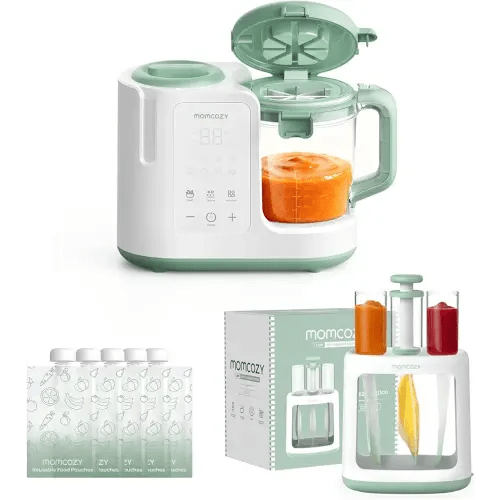 Momcozy Baby Food Maker & Squeeze station - One-Step Auto Steam & Blend Food Processor and Pouch Filler for Homemade Baby Puree