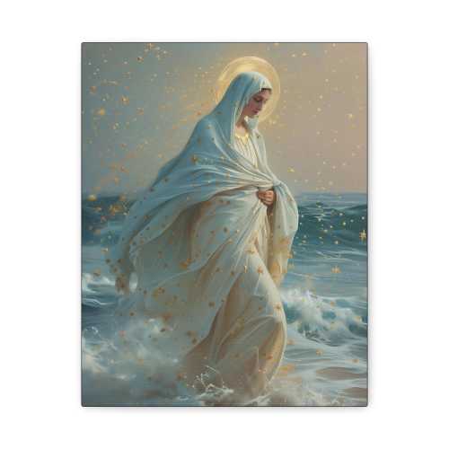 Guiding Light - Our Lady, Star of the Sea - Museum Wrapped Canvas - 18”x24”