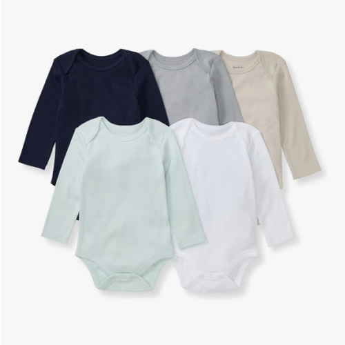Burt's Bees Baby Unisex Organic Cotton Short and Long Sleeve Bodysuits, 5-Pack