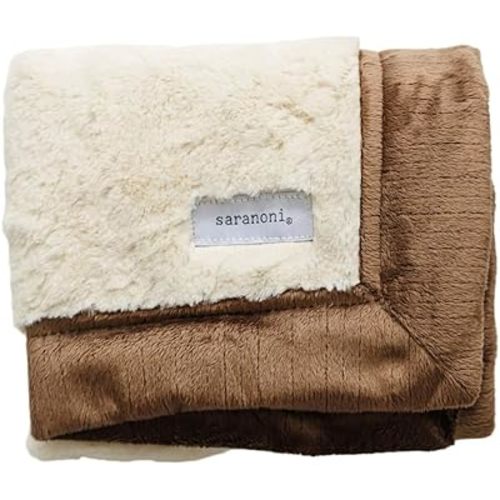 SARANONI Security Blankets for Babies Super Soft Boutique Quality Lush Luxury (Ivory & Gingersnap, Mini 15" x 20")