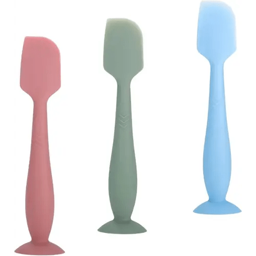 Baby Diaper Cream Spatula Applicator 3 Pack Soft Silicone Butt paste Spatula Diaper Cream Brush with Suction Cup Base (Red Green Blue.)