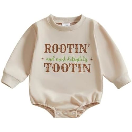 SAYOO Western Baby Boy Girl Clothes My First Rodeo Bubble Romper Sweatshirt Bodysuit Newborn Funny Cowboy Cowgirl Clothes