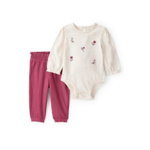Toddler Girls Long Sleeve Flower Bodysuit with Pants Set