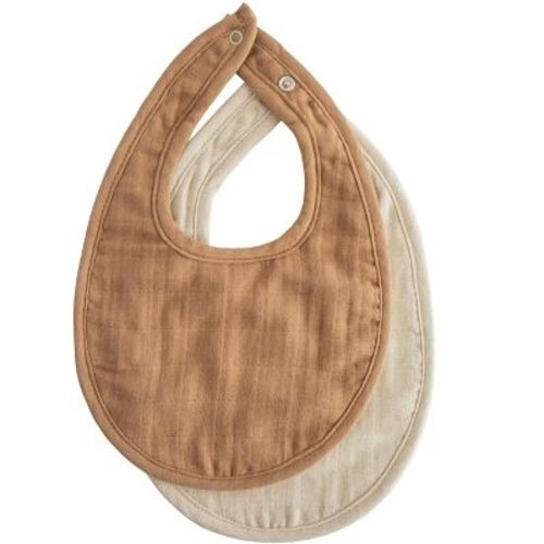 Muslin Bib 2-pack Olive Check/natural Check One Size