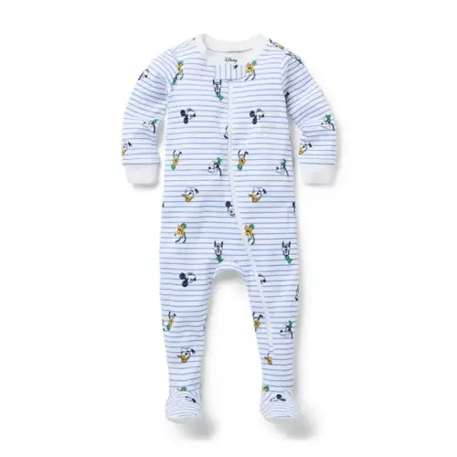 Baby Merchant Marine Disney Friends Baby Good Night Footed Pajama In Disney Mickey Mouse Stripe by Janie and Jack
