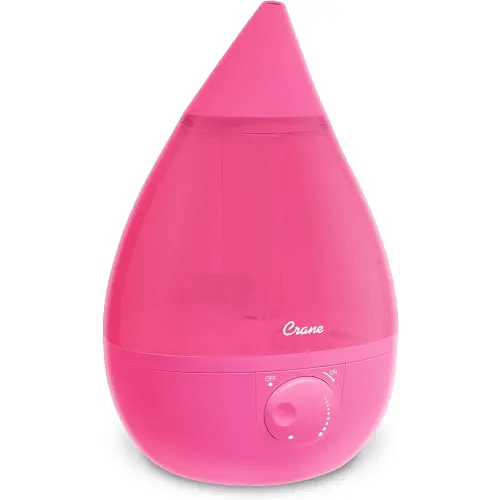 Crane Ultrasonic Humidifiers for Bedroom and Office, 1 Gallon Cool Mist Air Humidifier for Large Room and Home, Humidifier Filters Optional, Pink
