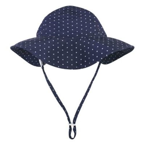 Hudson Baby Infant And Toddler Girl Sun Protection Hat, Navy Blue Dot, 0-6 Months