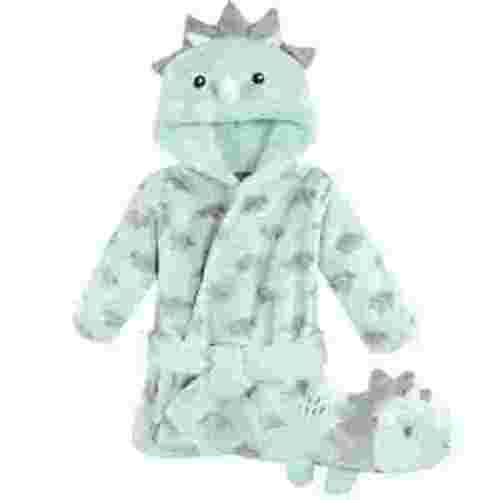 Hudson Baby Plush Bathrobe and Toy Set, Triceratops, One Size