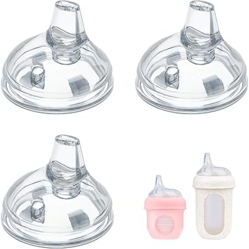 VANEST 3 Pack Sippy Spout Nipples Compatible with Boon Nursh Silicone Sippy Cup Lid, Replacement Silicone Bottle Nipple BPA-Free, Soft Transition Spout for Sippy Cups, No Spill Anti-Colic 6+ Months