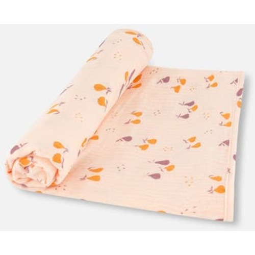 Baby Girl's Printed Muslin Blanket Peach With Pears