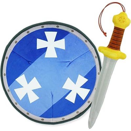 Little Knights Sword and Shield Playset - Safe Plush Soft Pretend Play Weapons - Gifts for Kids - Blue