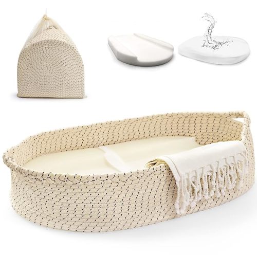 Amazon.com: J&JOO Baby Changing Basket with Contoured Foam Pad - Wipeable Waterproof Cover - Changing Pad Topper for Dresser/Table, Living Room, Portable, Moses Basket, Wine, (Cream) : Baby