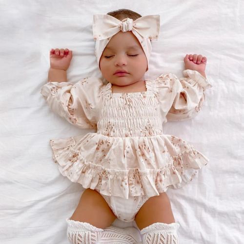 Baby Floral Romper With Headband