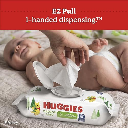 Baby Wipes, Huggies Natural Care Sensitive, UNSCENTED, Hypoallergenic, 6 Refill Packs, 1008 Count (Pack of 1)
