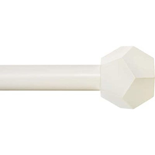 Ivilon Drapery Treatment Window Curtain Rod - Faceted Hexagonal 1 inch Pole. 28 to 48 Inch. White-Ivory