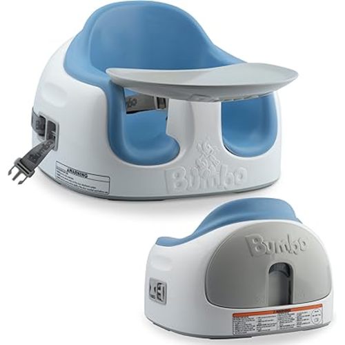 Bumbo 3-in-1 Baby Multi Seat Booster with Feeding Tray, 6-36 Months Old, Powder Blue - High Chair and Floor Seat Accessory for Babies, Infants, and Toddlers