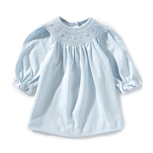 Edgehill Collection Baby Girls Solid Pima Cotton Hand Smocked Dress