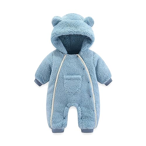 AiWMGL Newborn Baby Bear Onesie Outfit Suit Girls Boys Fleece Jumpsuit Romper Hooded Coat Winter Clothes Outwear Snowsuit