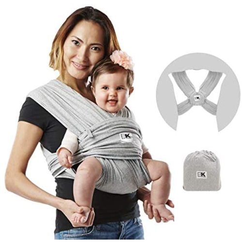 Baby K'tan Original Baby Wrap Carrier, Infant and Child Sling - Simple PreWrapped Holder for Babywearing -No Tying or Rings- Carry Newborn up to 35 lbs, Heather Grey, Women 2-4 (X-Small), Men up to 36