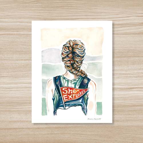 She Explores Original Watercolor Art Print