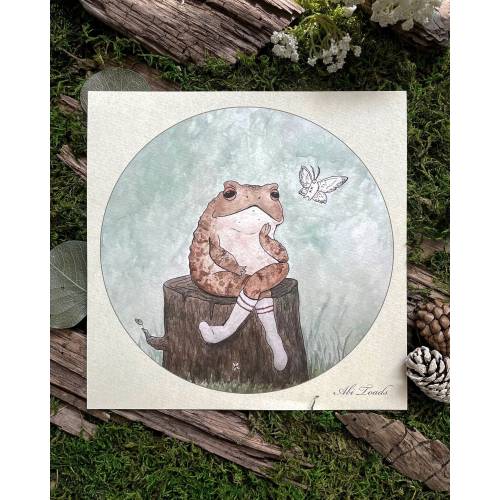 Mort the Toad Print - Toad and Moth Fine Art Giclée Print