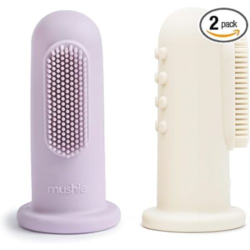 mushie Baby Finger Toothbrush (Soft Lilac/Ivory) 2-Pack