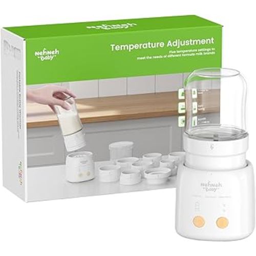 Detachable Portable Bottle Warmer for Travel, NehNeh Baby Fast Leak-Proof Baby Milk Warmer On The Go for Breastmilk & Formula Built-in Precise Temperature Control with 9 Brand of Adapter -White