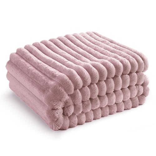 Bedsure Pink Fleece Blanket for Couch - GentleSoft Cozy Soft Blankets for Women, Cute Small Throws for Girls, 50x70 Inches